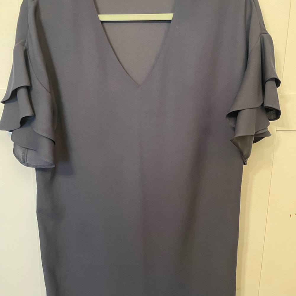 Banana Republic Charcoal Ruffle Sleeve Mini Dress
